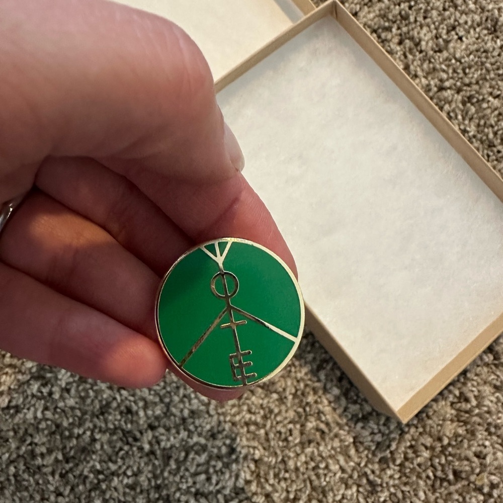 VOTE green and gold pin  - in Stag Men's Provisions Box